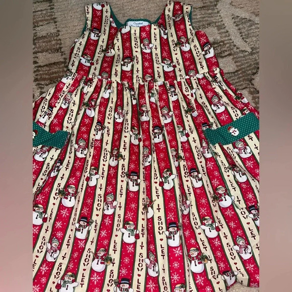Vintage 90s Little Girls Handmade Christmas "Let It Snow" Dress Size 3T - Picture 2 of 6
